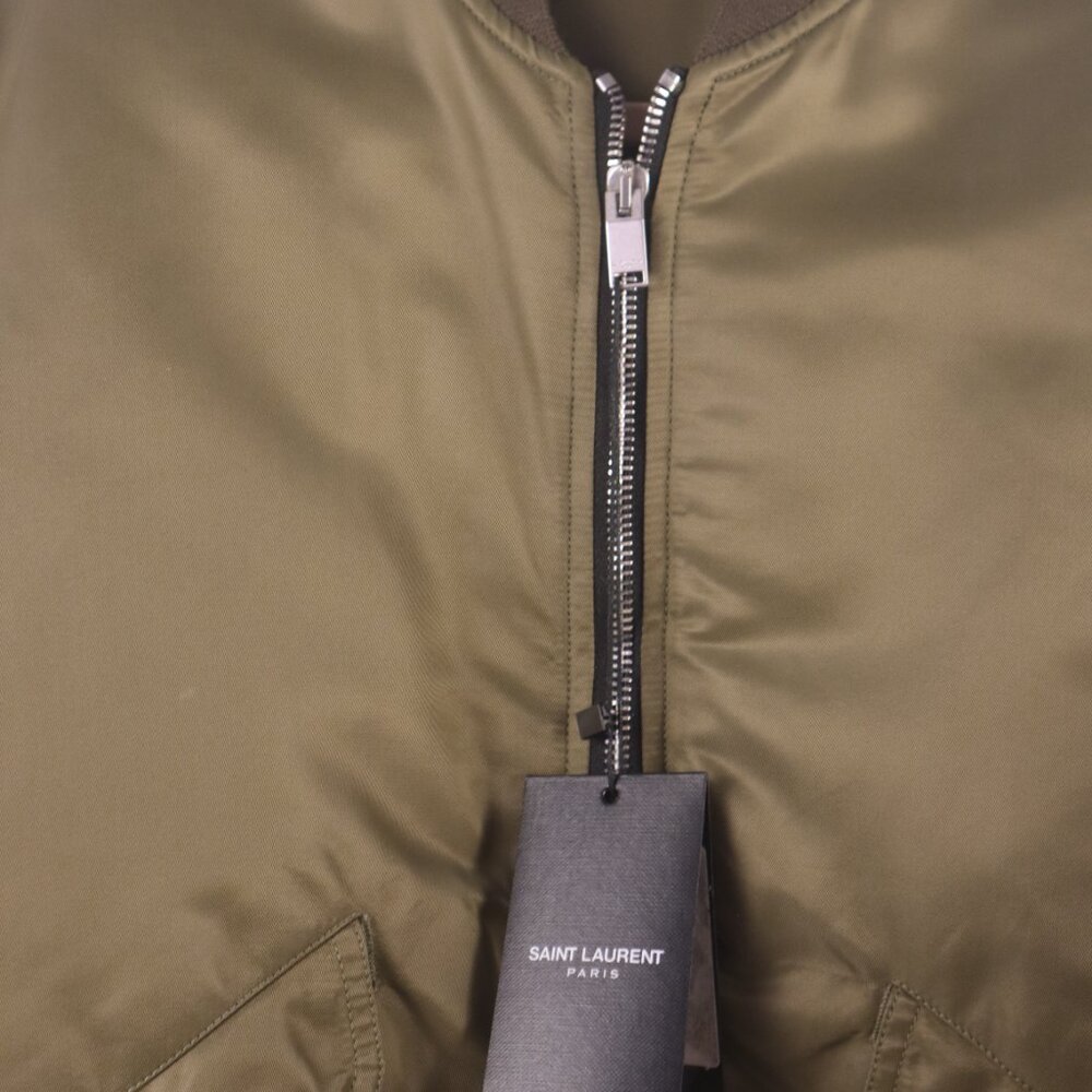 Saint Laurent Green Padded Bomber Jacket - Picture 5 of 6